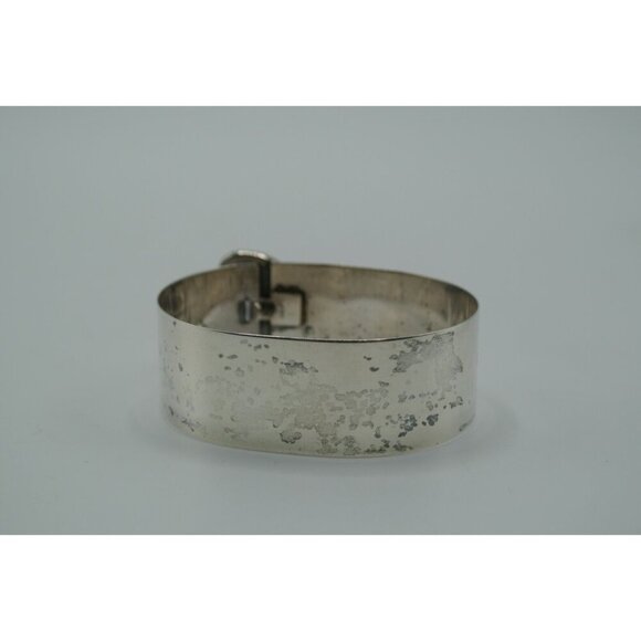 Sterling Silver Hinged Cuff Bracelet Oval White Stone 925 JPA 20 Grams Vtg - Picture 6 of 11